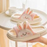 Pantuflas de lino y algodón diseño Conejito antideslizantes