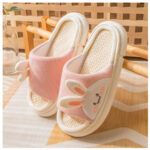 Pantuflas de lino y algodón diseño Conejito antideslizantes