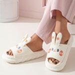 Pantuflas de lino y algodón diseño Conejo antideslizantes