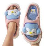 Pantuflas de lino y algodón diseño pingüino antideslizantes