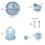 Set Vajilla Silicona Para Bebe con Cubiertos Sin Bpa - 5 Piezas