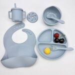 Set Vajilla Silicona Para Bebe con Cubiertos Sin Bpa - 5 Piezas