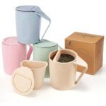 Taza Creativa En Fibra De Trigo Con Infusor De Té y Tapa De Platillo