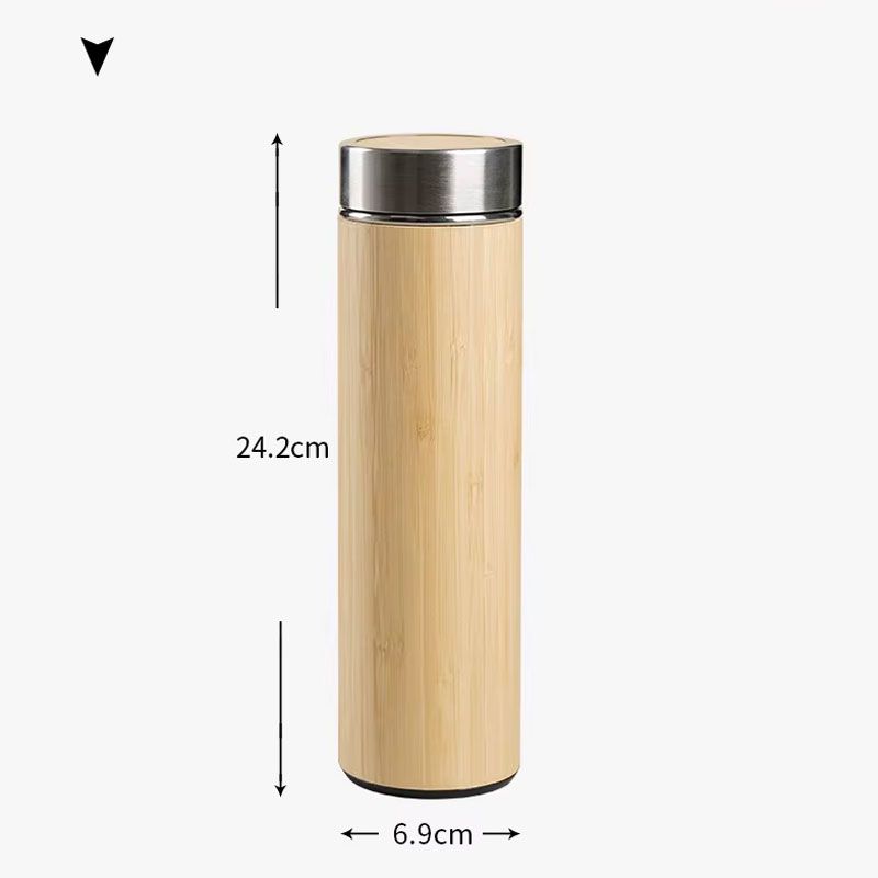 Termo en Bambu y Acero con Canasta de Infusión