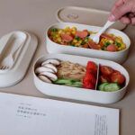 Lonchera Doble Beige De Fibra De Trigo - 900 ML