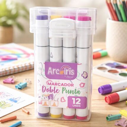 Set de Marcadores Arcoíris Doble Punta x 12 Unidades