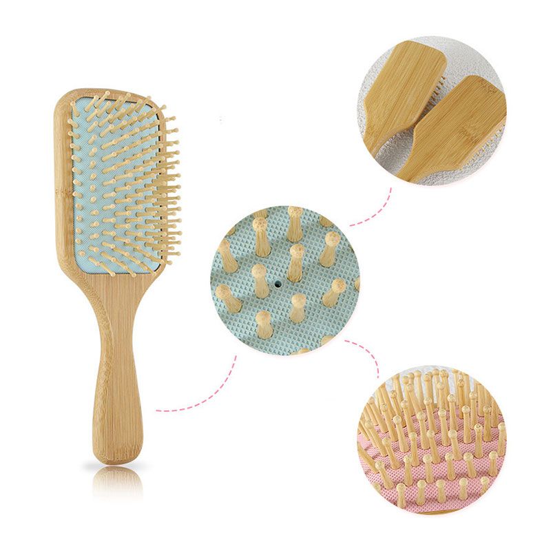 Cepillo de Bambú para el Cabello Cuadrado Cerda Redonda