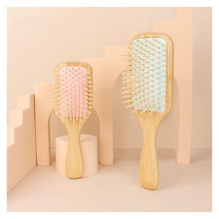 Cepillo de Bambú para el Cabello Cuadrado Cerda Redonda