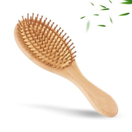 Cepillo de Bambu para el Cabello Ovalado Cerda Redonda