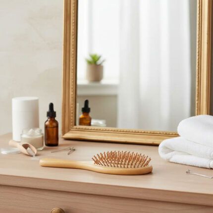 Cepillo de Bambu para el Cabello Ovalado Cerda Redonda