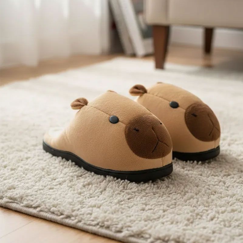 pantuflas-capibara-1 Pantuflas Peluche Capibara Antideslizantes