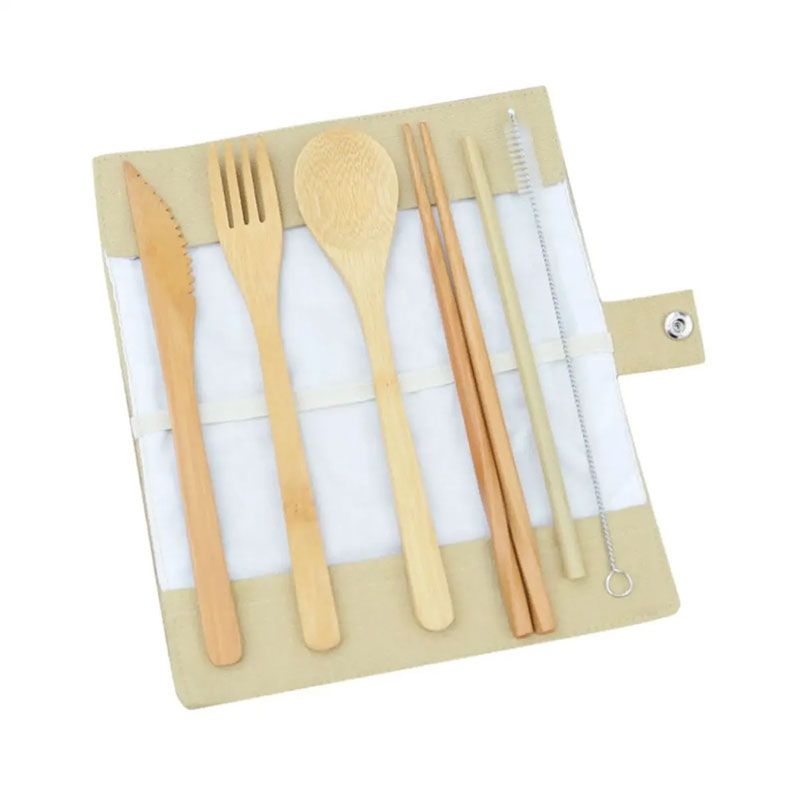 Cubiertos Bambu + Estuche de tela